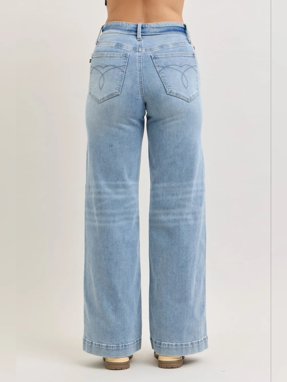 Judy Blue MR Light Wash Retro Wide Leg Jeans Button Fold Over Waist Various NEW - Picture 13 of 16